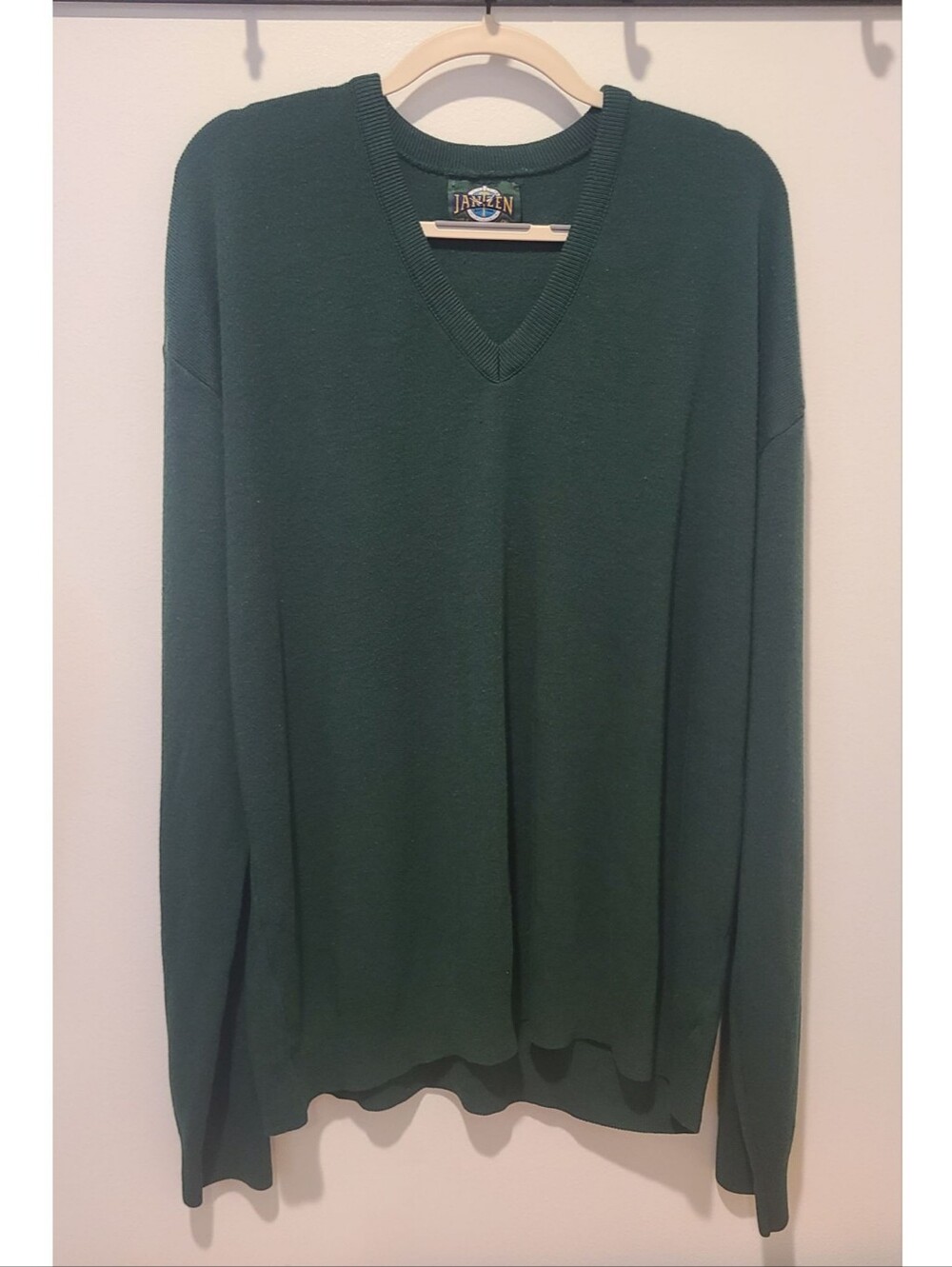 Vintage Jantzen Vneck Sweater 2XL Tall Dark Green